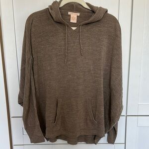 Light Brown Knit Hoodie Sweater Poncho